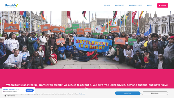 Screenshot of the Praxis Community Projects website