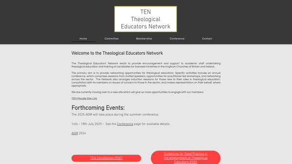 Screenshot of the Theological Educators Network website