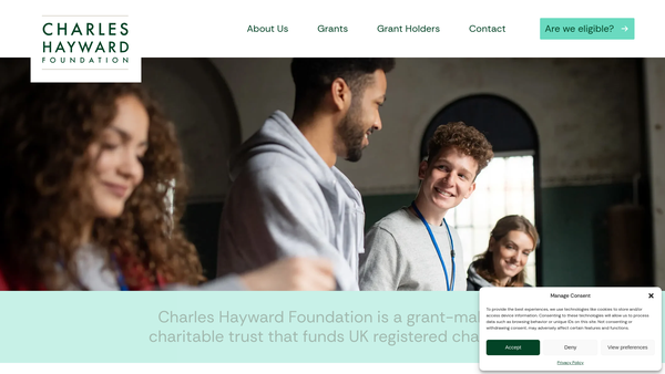 Screenshot of the The Charles Hayward Foundation website