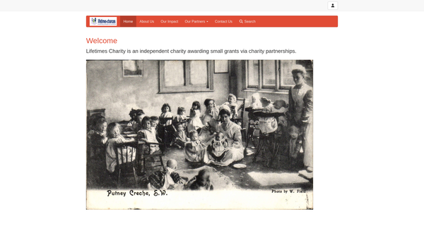 Screenshot of the Lifetimes Charity website