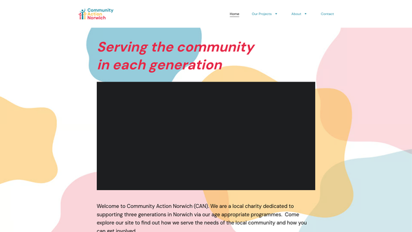 Screenshot of the Community Action Norwich website