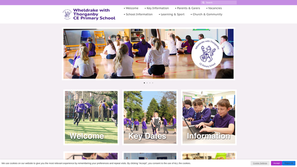 Screenshot of the Wheldrake with Thorganby CE Primary School website