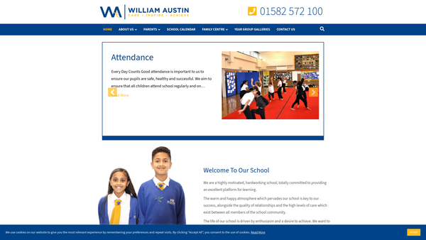 Screenshot of the William Austin Junior School Fund website