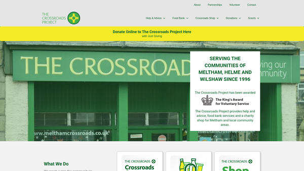 Screenshot of the The Crossroads Project website
