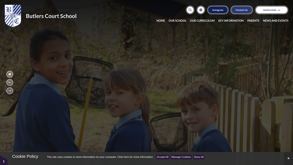 Screenshot of the Butlers Court Combined School Fund website