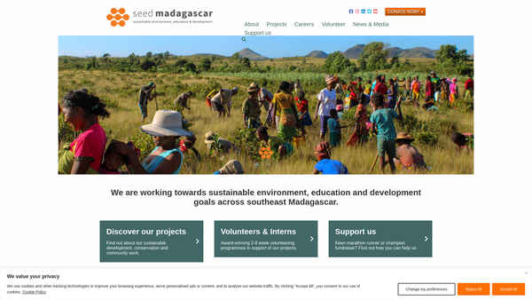Screenshot of the Seed Madagascar website