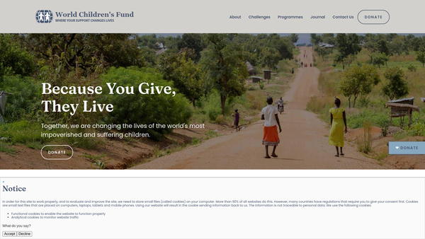 Screenshot of the The World Children's Fund website