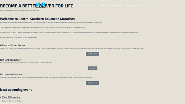 Screenshot of the Central Southern Group Of Advanced Motorists website