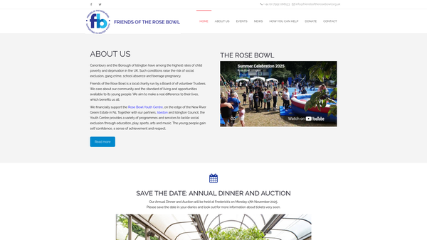 Screenshot of the The Friends Of The Rose Bowl website
