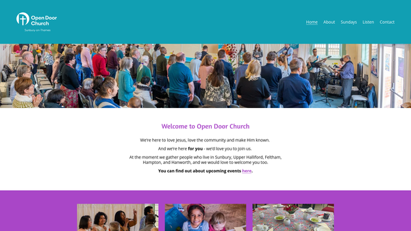 Screenshot of the Open Door Church Sunbury website
