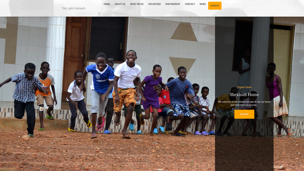 Screenshot of the The Light Outreach website