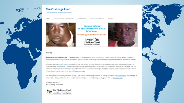 Screenshot of the The Challenge Fund - The Fight Against Cancer In The Emerging World website
