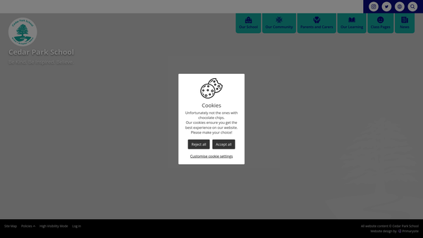 Screenshot of the Cedar Park School Fund website
