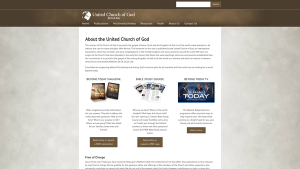 Screenshot of the United Church Of God British Isles website