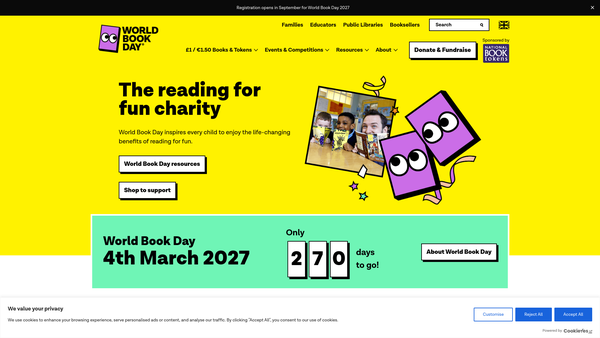 Screenshot of the World Book Day Limited website