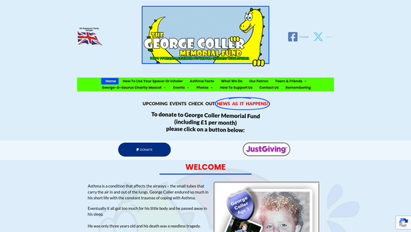 Screenshot of the The George Coller Memorial Fund website