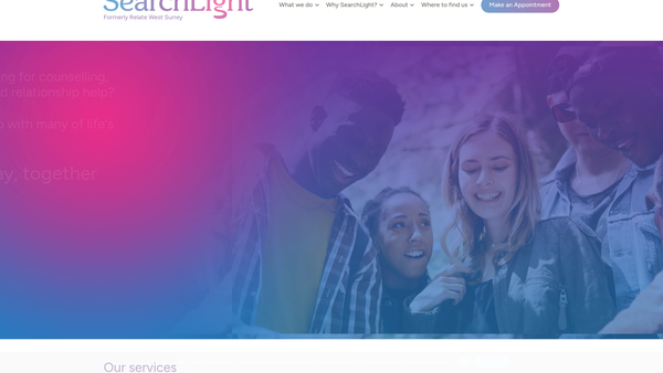 Screenshot of the SearchLight Counselling & Therapy website