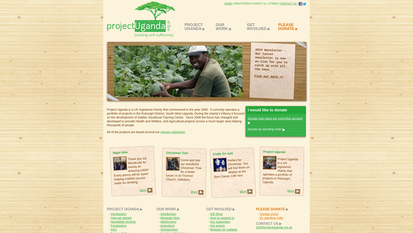 Screenshot of the Project Uganda website
