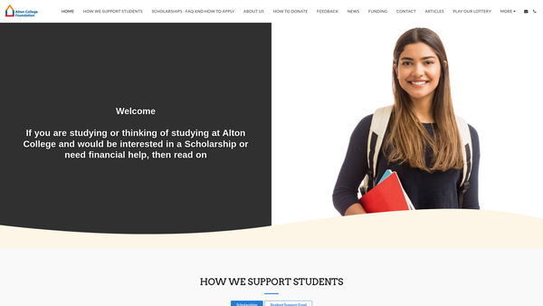 Screenshot of the The Alton College Foundation website