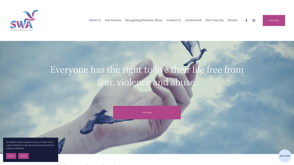 Screenshot of the Stockport Without Abuse website