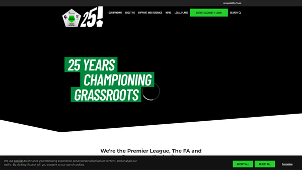 Screenshot of the The Football Foundation website