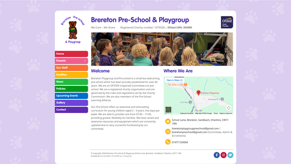 Screenshot of the Brereton Playgroup website