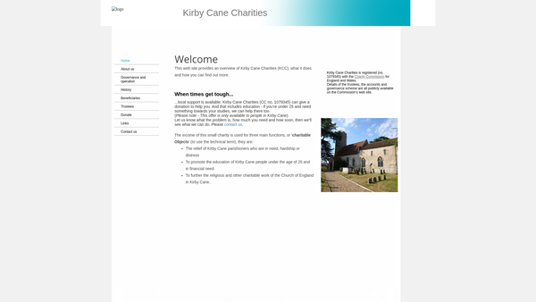 Screenshot of the Kirby Cane Charities website