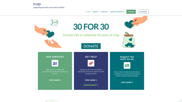 Screenshot of the Immigrant Counselling And Psychotherapy (Icap) website