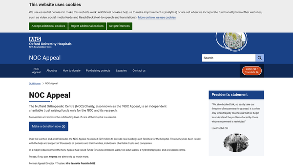 Screenshot of the Nuffield Orthopaedics Ltd website