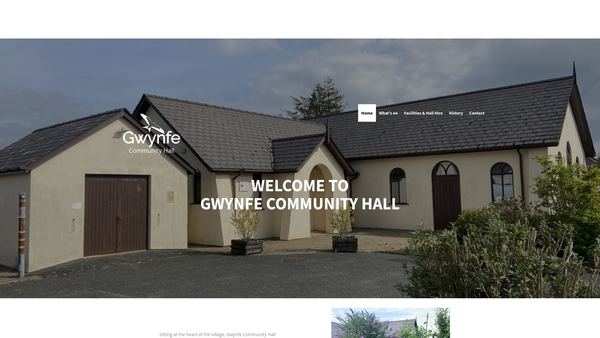 Screenshot of the Gwynfe Community Hall Association website