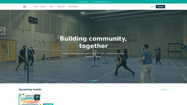 Screenshot of the Kokni Community Luton website