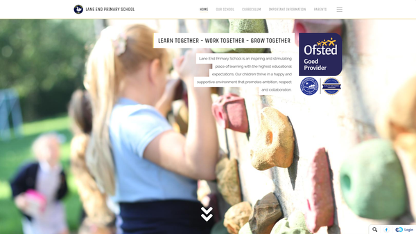 Screenshot of the Lane End Primary School website