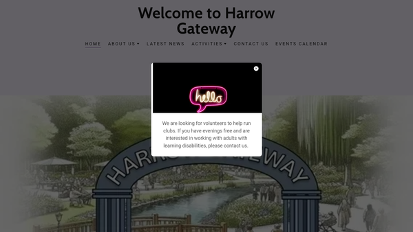 Screenshot of the Harrow Gateway website