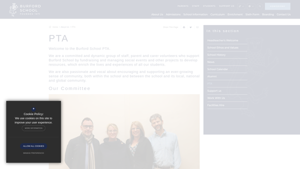 Screenshot of the The Burford School Association (Oxford) website