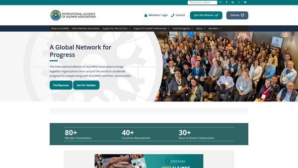 Screenshot of the The International Alliance Of Als / MND Associations website