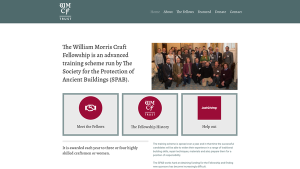 Screenshot of the The William Morris Craft Fellowship Trust website