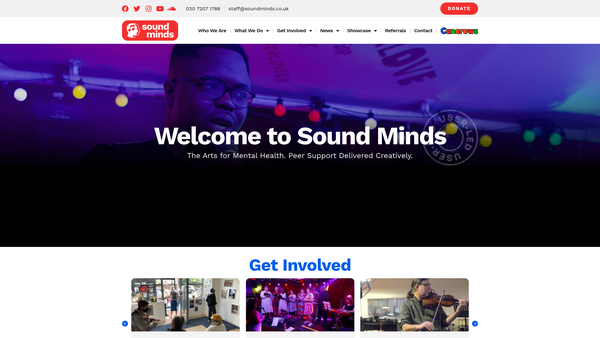 Screenshot of the Sound Minds website