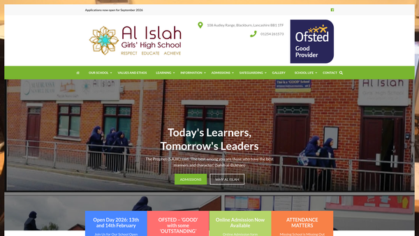 Screenshot of the Al-Islah Schools Trust website