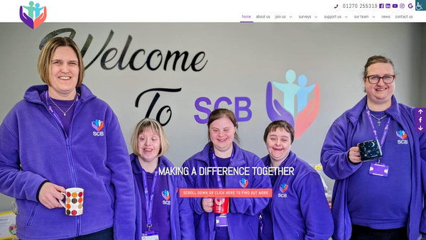 Screenshot of the Supported Community Business (Special Needs) website