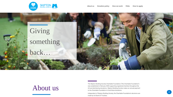 Screenshot of the Skipton Building Society Charitable Foundation website