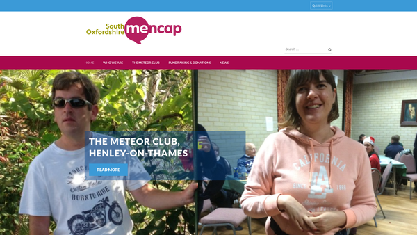 Screenshot of the South Oxfordshire Mencap Society website