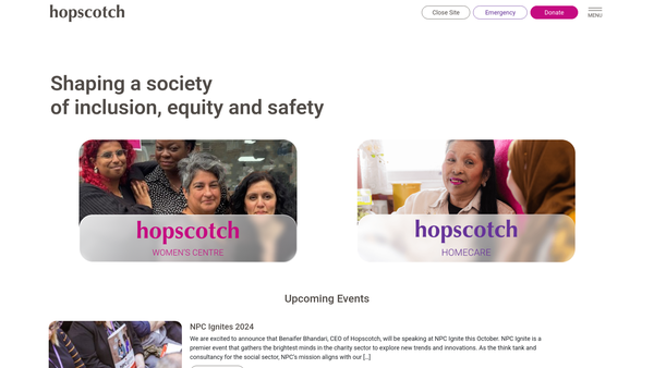 Screenshot of the Hopscotch Women's Centre website