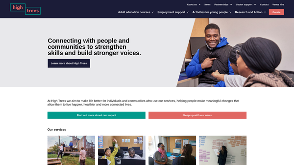 Screenshot of the High Trees Community Development Trust website