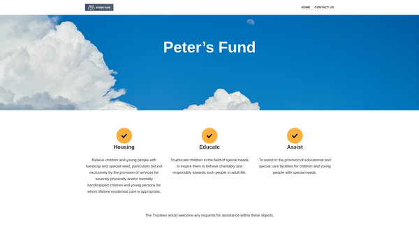 Screenshot of the Peter's Fund (Suffolk) website