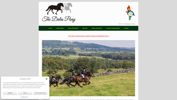 Screenshot of the The Dales Pony Society website