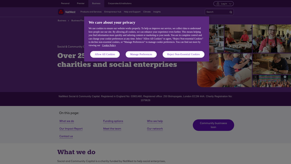 Screenshot of the Natwest Social & Community Capital website