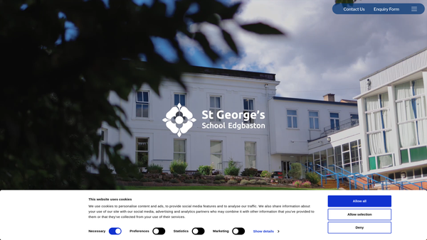 Screenshot of the St George's School, Edgbaston website