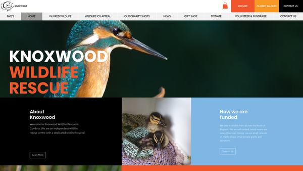 Screenshot of the Knoxwood Wildlife Rescue Centre website