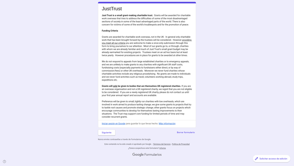 Screenshot of the Just Trust website