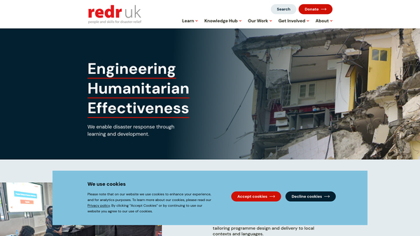 Screenshot of the Redr UK website